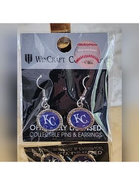Kansas City Royals Baseball Silver Earrings